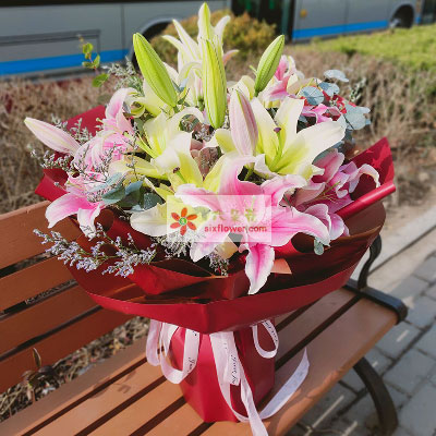 北海8支多头百合,万事如意喜上加喜